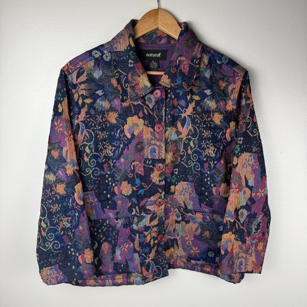 Natural Reflections 1990's Floral Tapestry Cotton Jacket